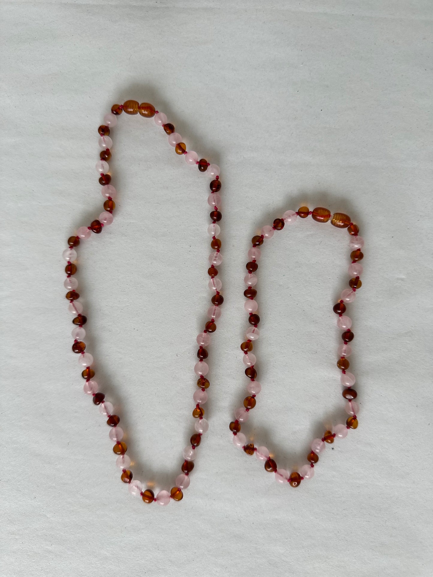 amber necklace | baltic amber & rose quartz (45 cm)