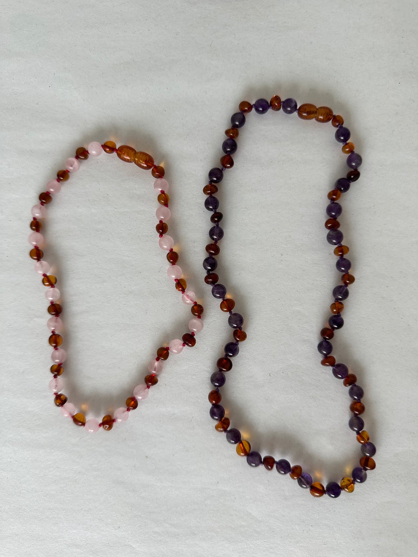 amber necklace | baltic amber & amethyst (45 cm)