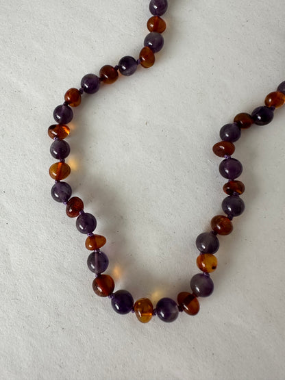 amber necklace | baltic amber & amethyst (45 cm)