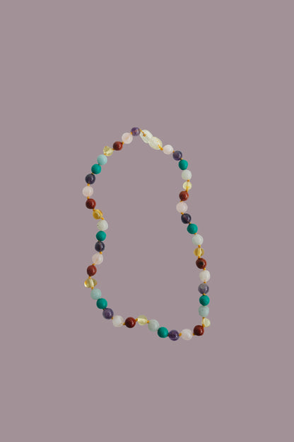 amber necklace | baltic amber & multicolor gemstone