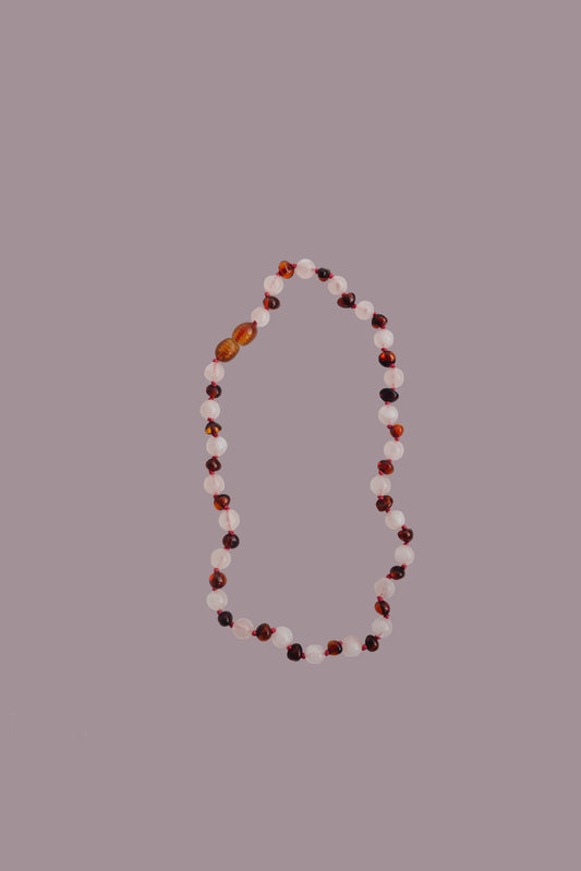 amber necklace | baltic amber & rose quartz