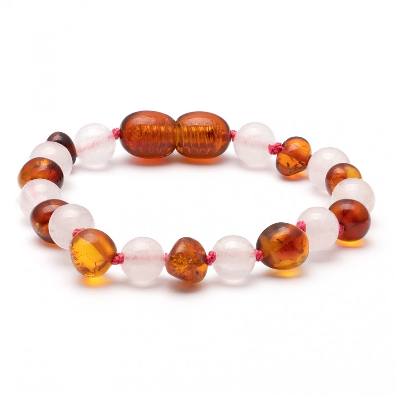 amber bracelet | baltic amber & rose quartz