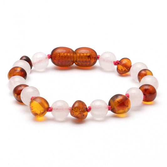 amber bracelet | baltic amber & rose quartz