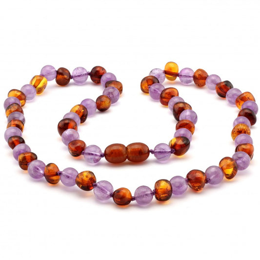 amber necklace | baltic amber & amethyst (45 cm)